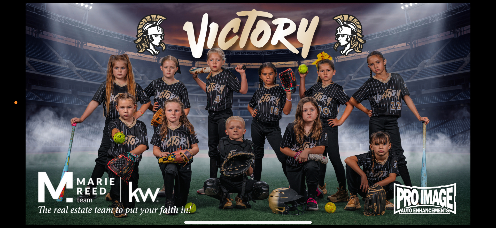 Victory Softball 8U team banner photo