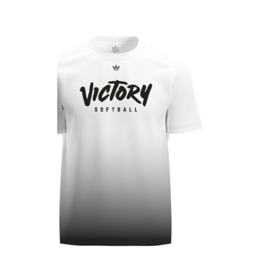 White to black gradient Victory Softball short sleeve performance tee