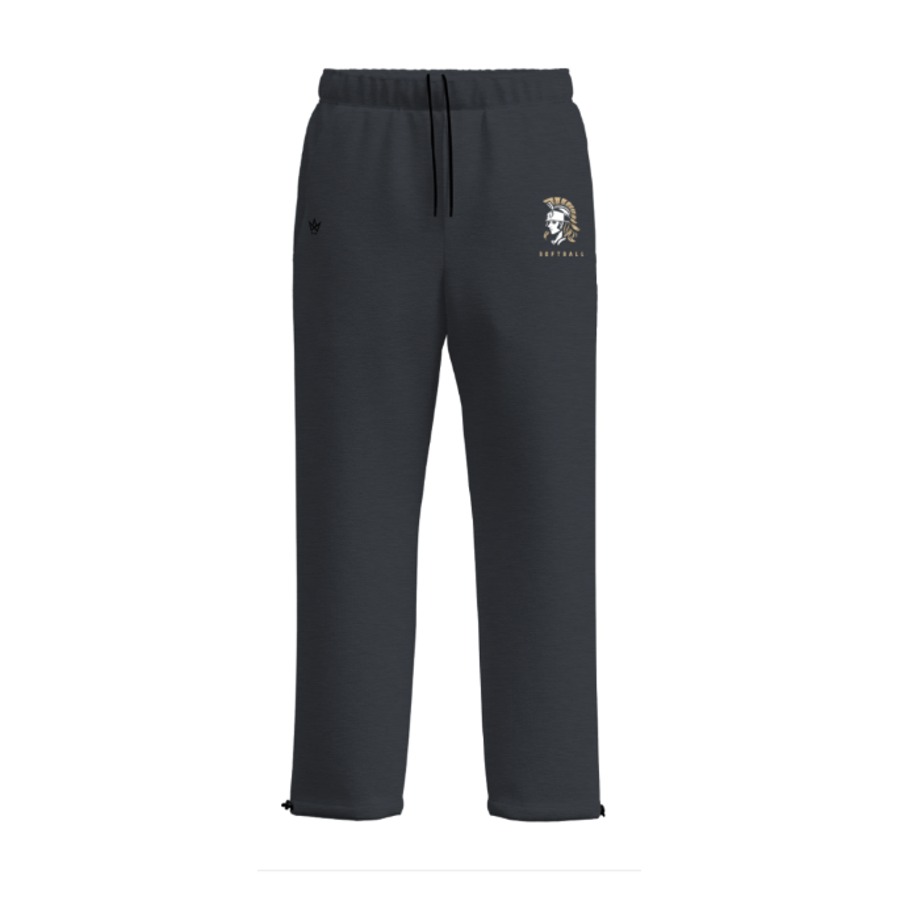 Heather charcoal Victory Softball performance fleece open-bottom sweatpants with embroidered warrior head